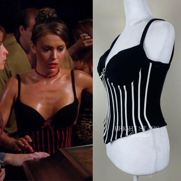 Extremely Rare Bustier ASO Phoebe Halliwell Charmed ALT Black White Corset - Picture 3 of 9